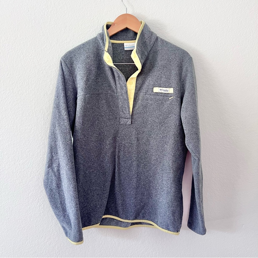 Columbia Gray and Butter Yellow Quarter Snap Fleece Sz L NWOT